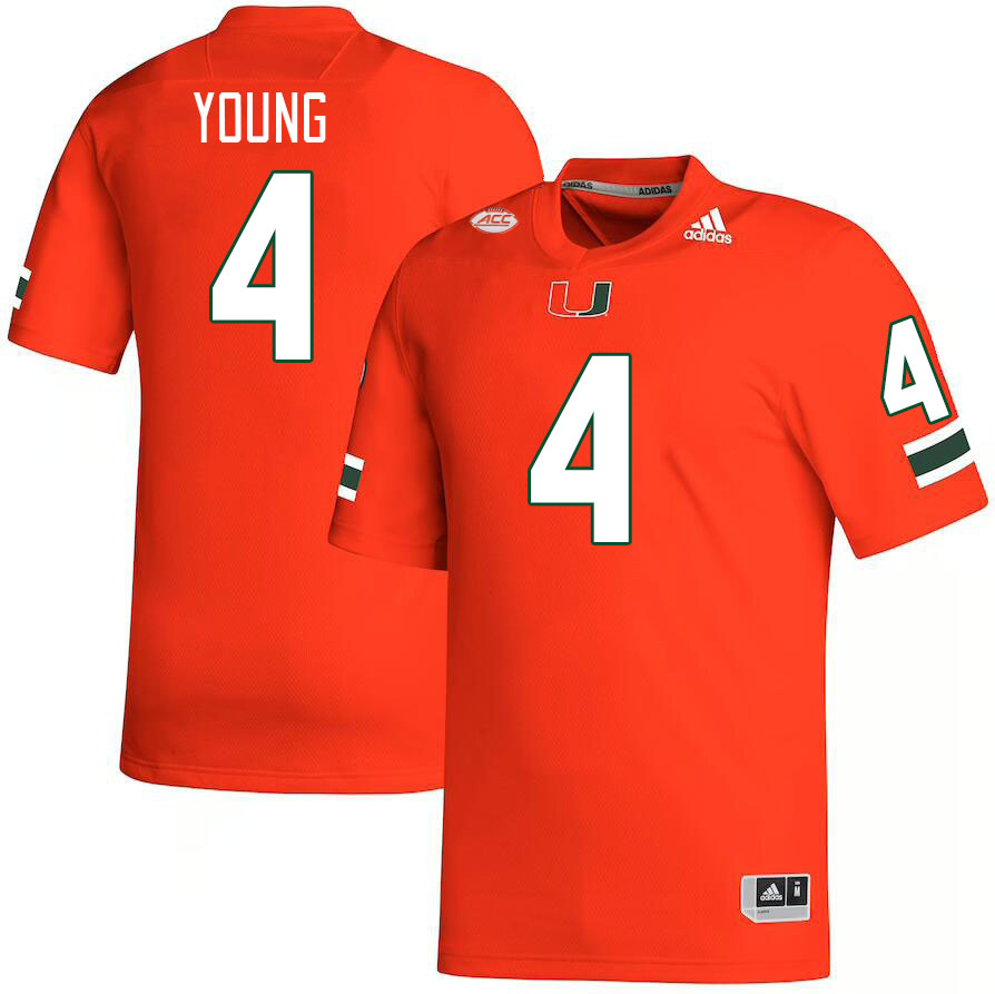 Men #4 Colbie Young Miami Hurricanes College Football Jerseys Stitched-Orange - Click Image to Close